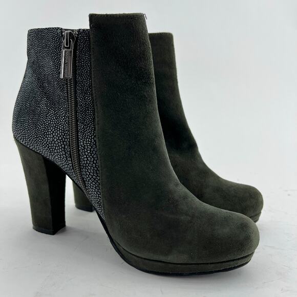 Sacha London (7) Flavia Green Suede Leather Zip Up Ankle Boots - Picture 2 of 13
